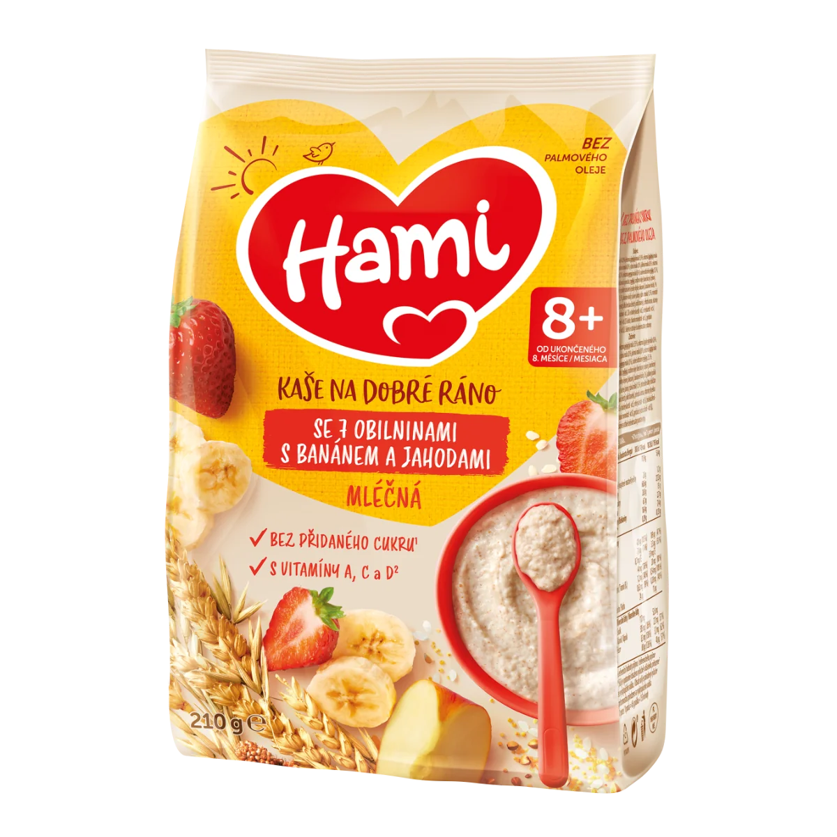 Hami Mléčná kaše na dobré ráno se 7 obilninami, banánem a jahodami 210 g