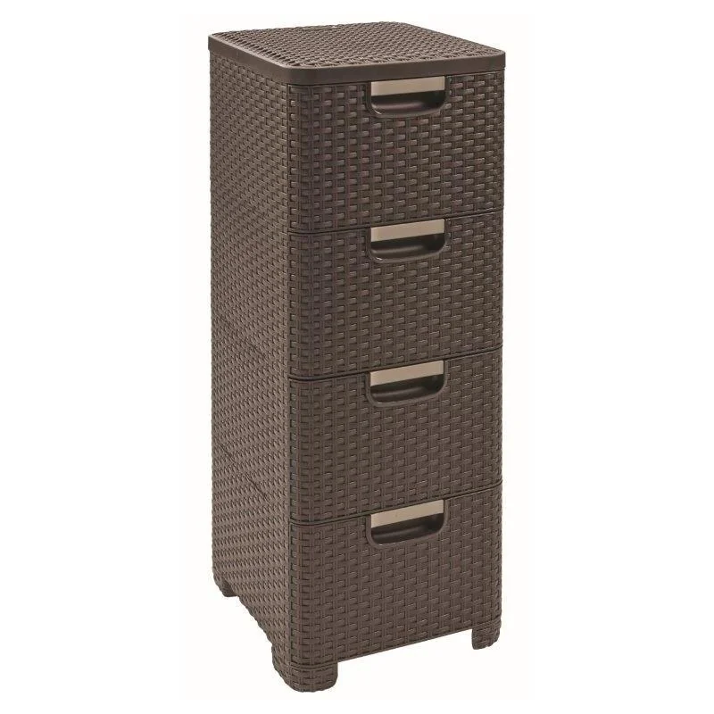 Curver Regál Style 4x14L se zásuvkami tmavě hnědý