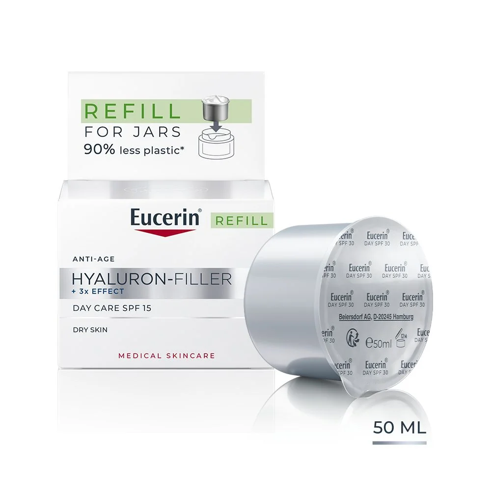 Eucerin Hyaluron-Filler + 3x Effect SPF15 denní krém pro suchou pleť náhradní náplň 50 ml