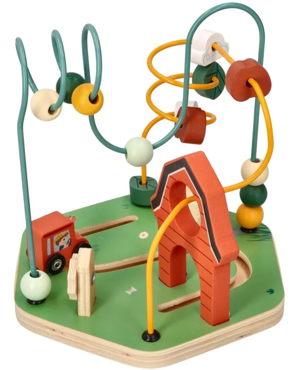Adam Toys Edukační dřevěná přesouvačka s labyrintem Farma