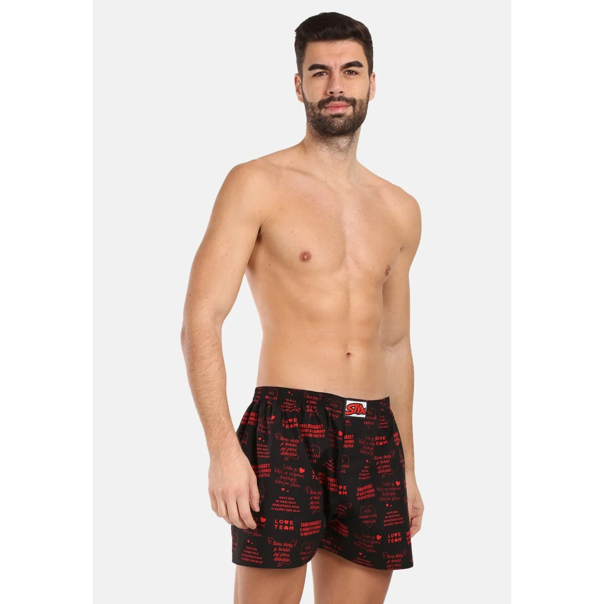 Styx Pánské trenky art klasická guma Valentýn texty (A1757) XXL