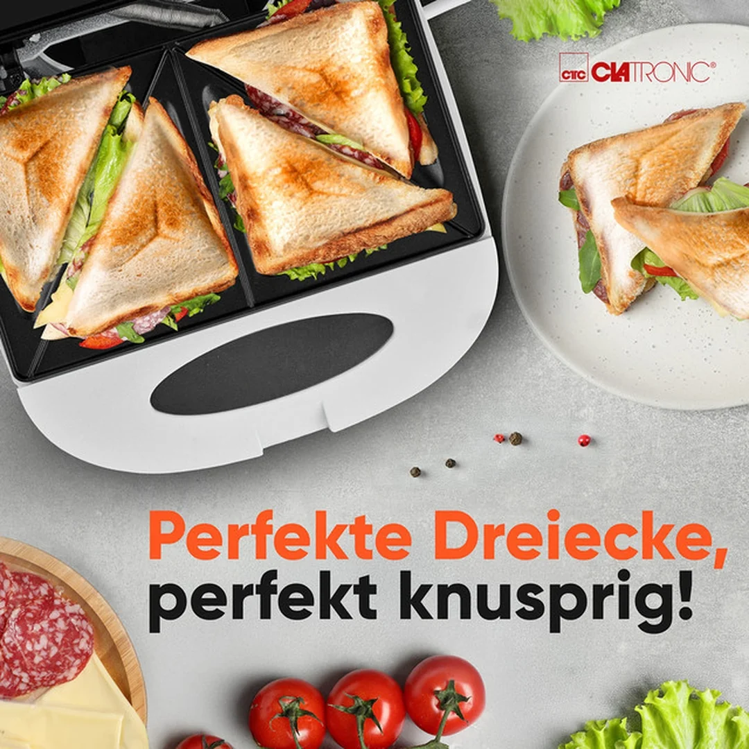 CLATRONIC ST 3813 WH sendvičovač 4xtrojúhelník