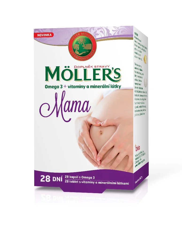 Mollers Mama Omega 3 + vitaminy a minerální látky 28 kapslí + 28 tablet