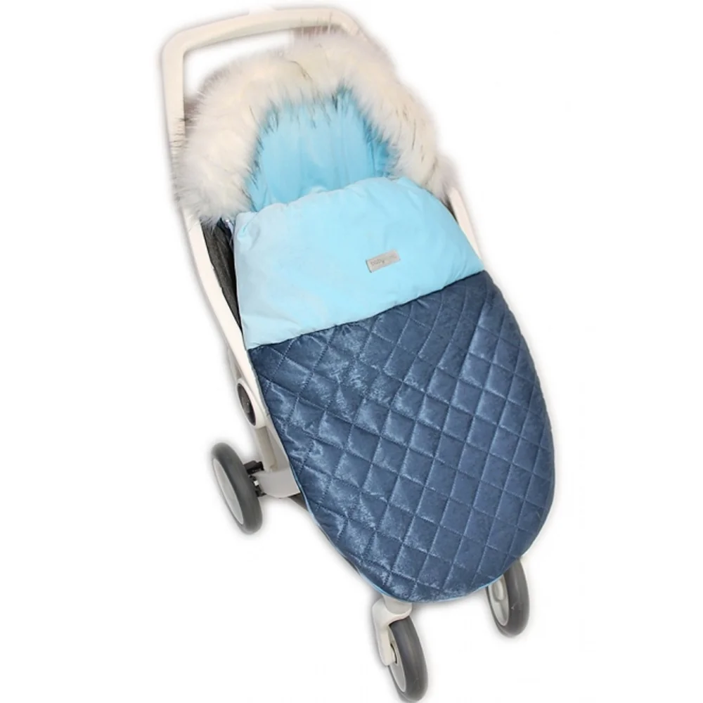 Baby Nellys Fusák, spacáček 105x55 Velvet exklusiv prošívaný,modrý