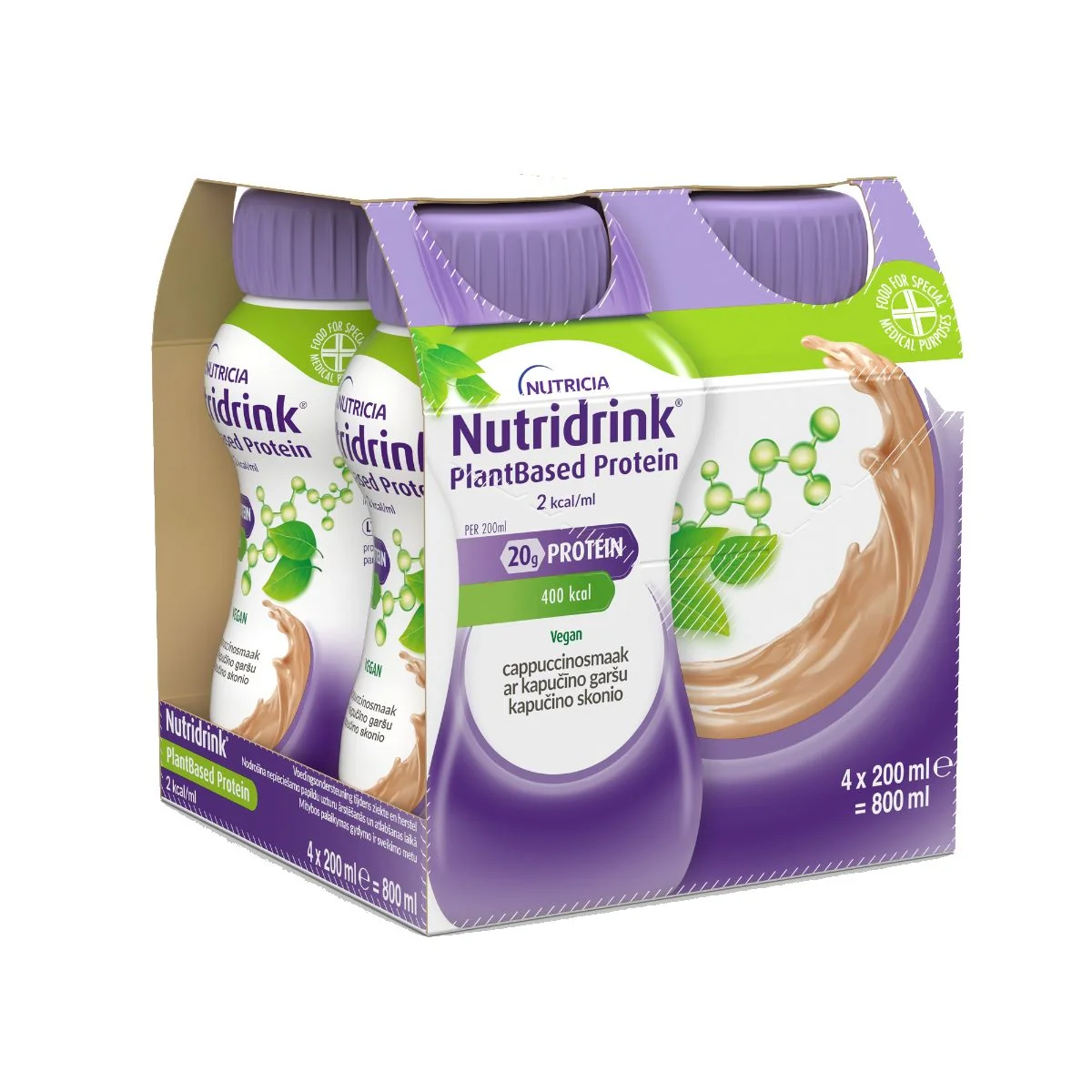 Nutridrink PlantBased Protein 2.0 s příchutí cappuccino 4x200 ml