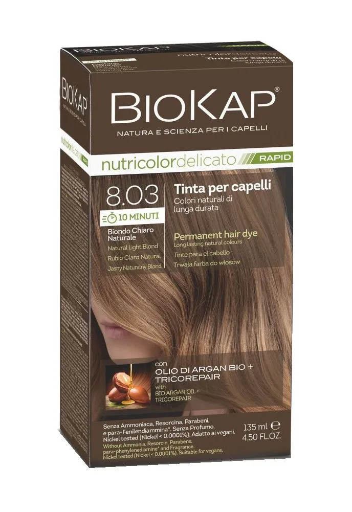 BIOKAP Nutricolor Delicato Rapid 8.03 Přírodní světlá blond barva na vlasy 135 ml