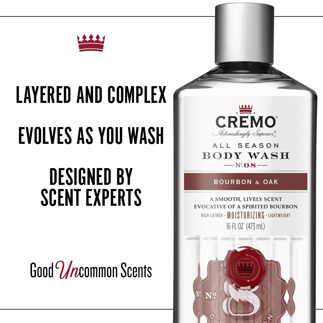 Cremo Bourbon & Oak sprchový gel pro muže 473 ml