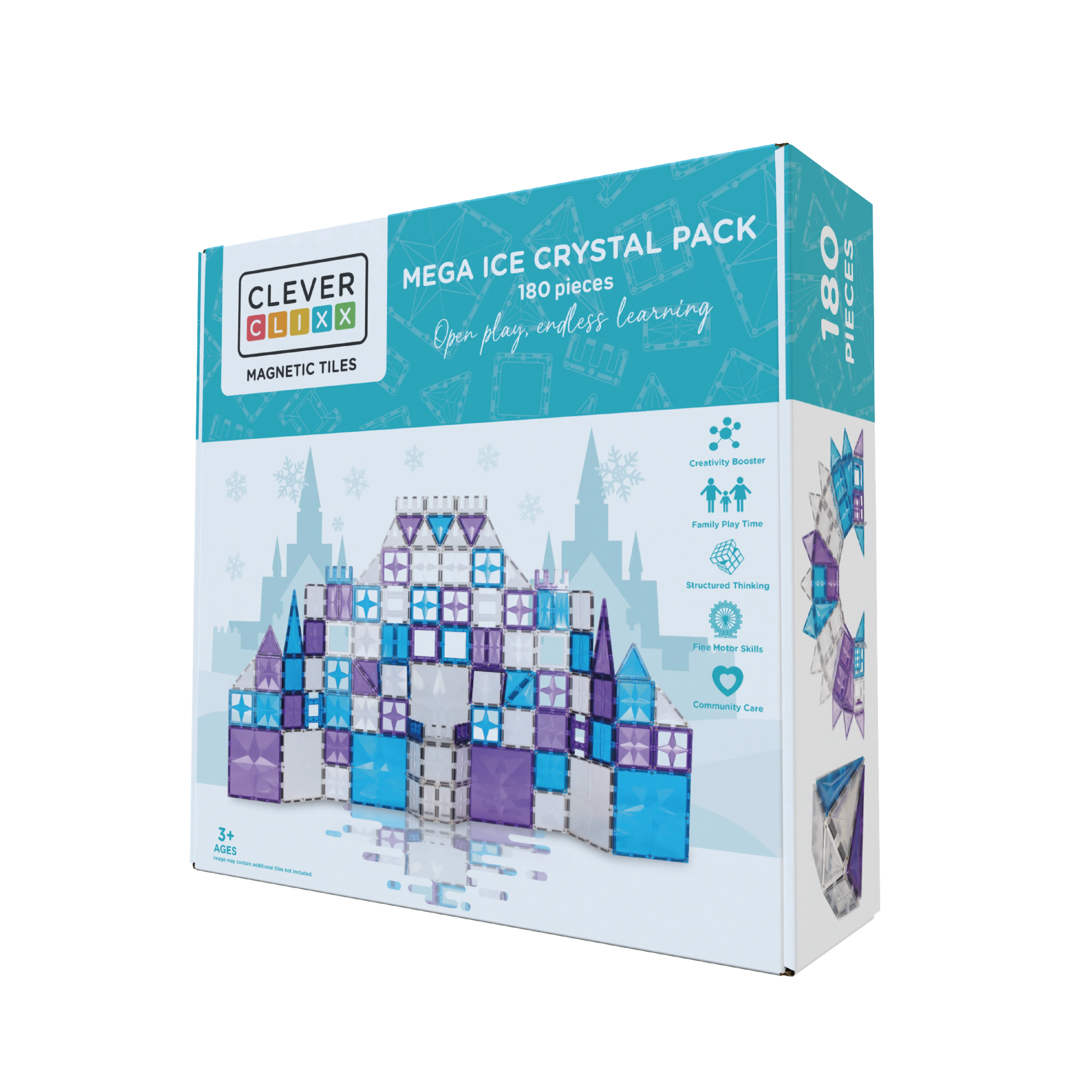 Cleverclixx Magnetická stavebnice - Mega Ice Crystal Pack - 180 dílků