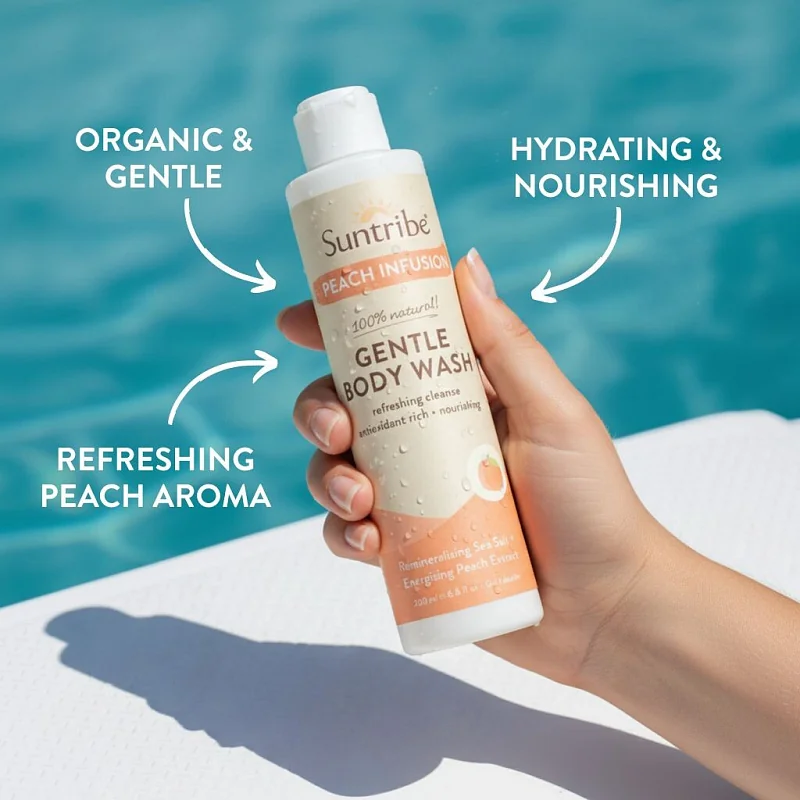 Suntribe Přírodní jemný sprchový gel s výtažky z broskví 200 ml