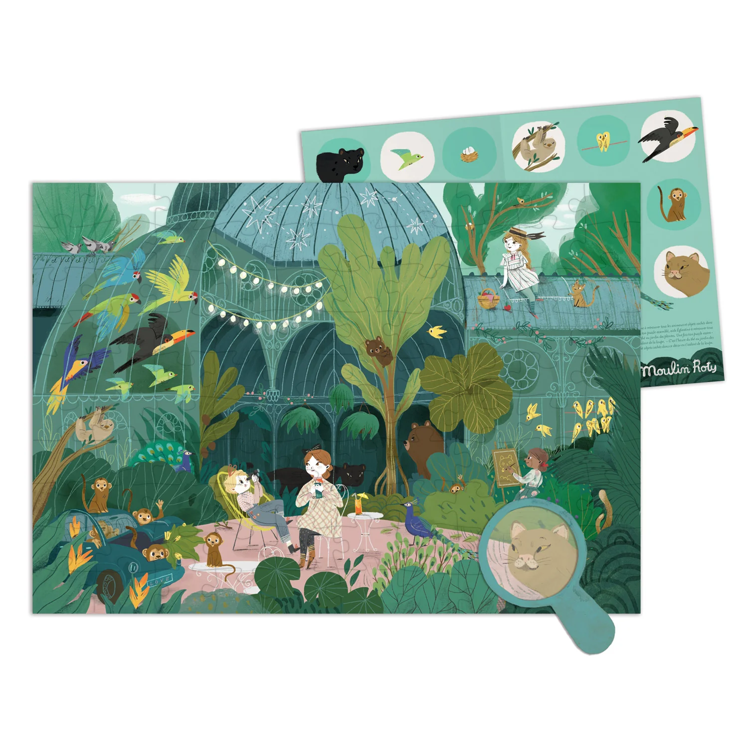 Moulin Roty Puzzle s lupou V zahradě - 100 pcs