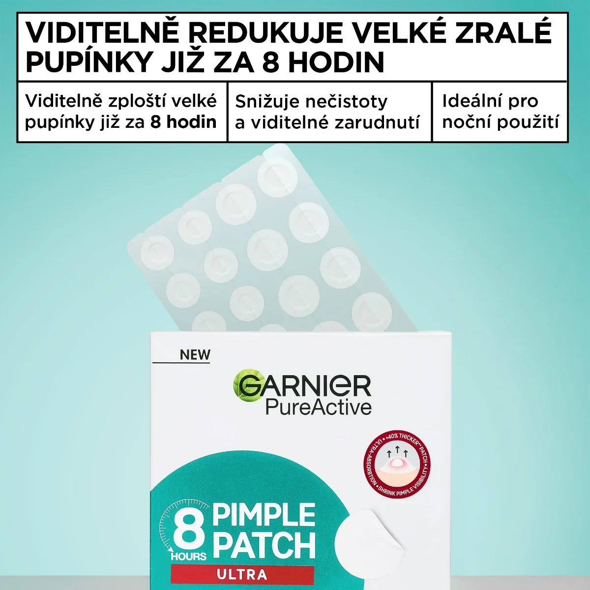 Garnier Pure Active 8H Ultra náplast na pupínky 22 ks