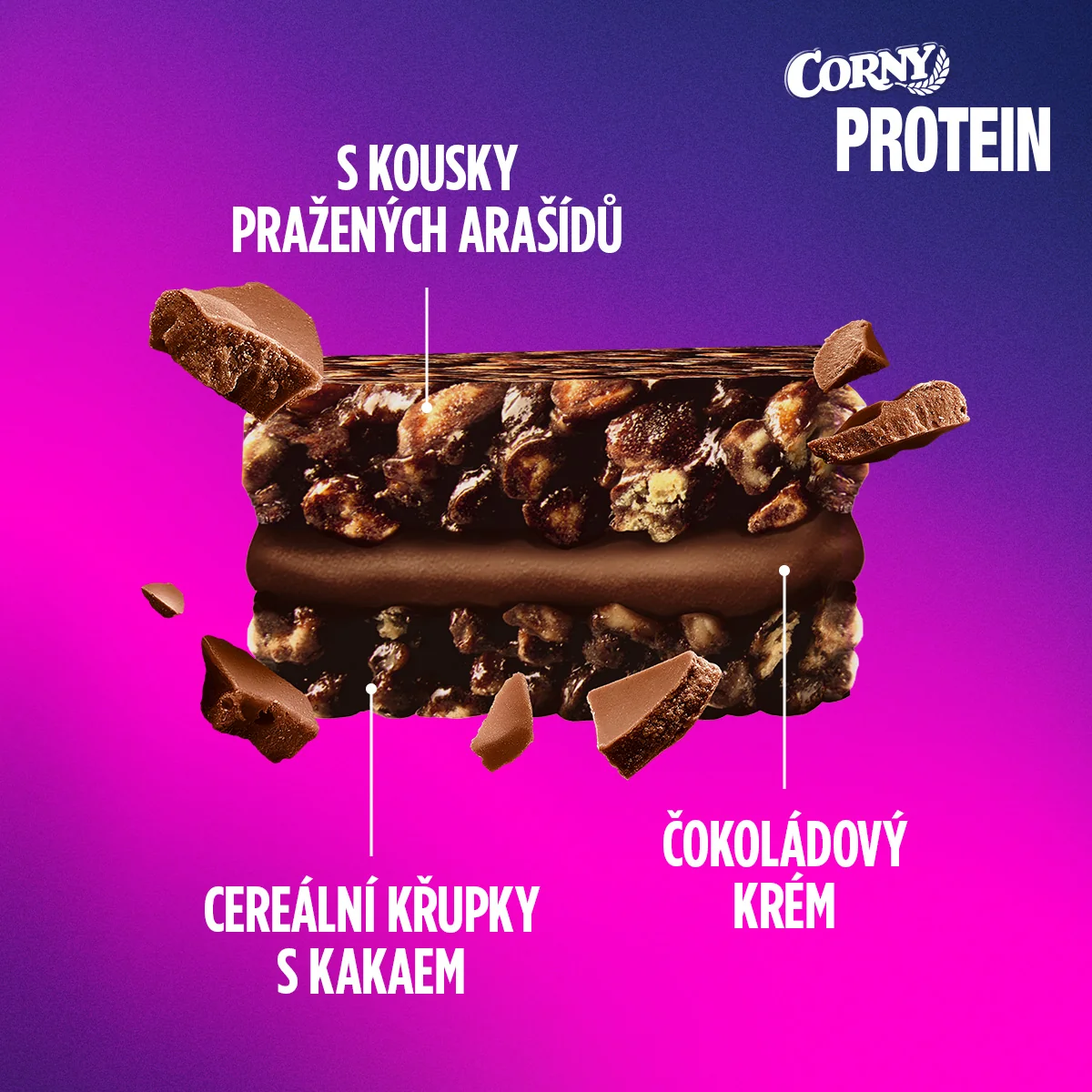 Corny Protein Crunch & Cream čokoláda 35 g