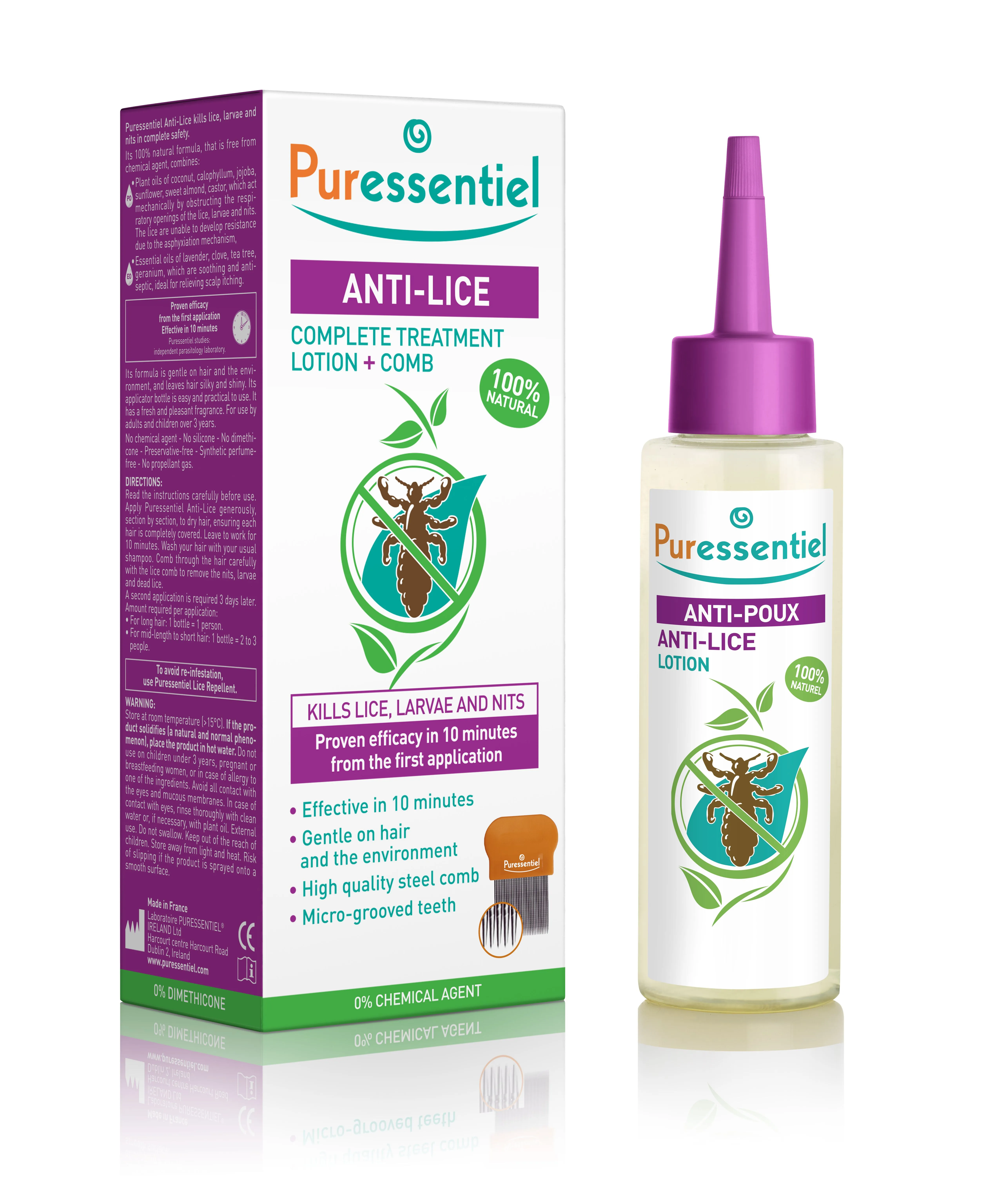 PURESSENTIEL Roztok proti vším + hřebínek 100 ml