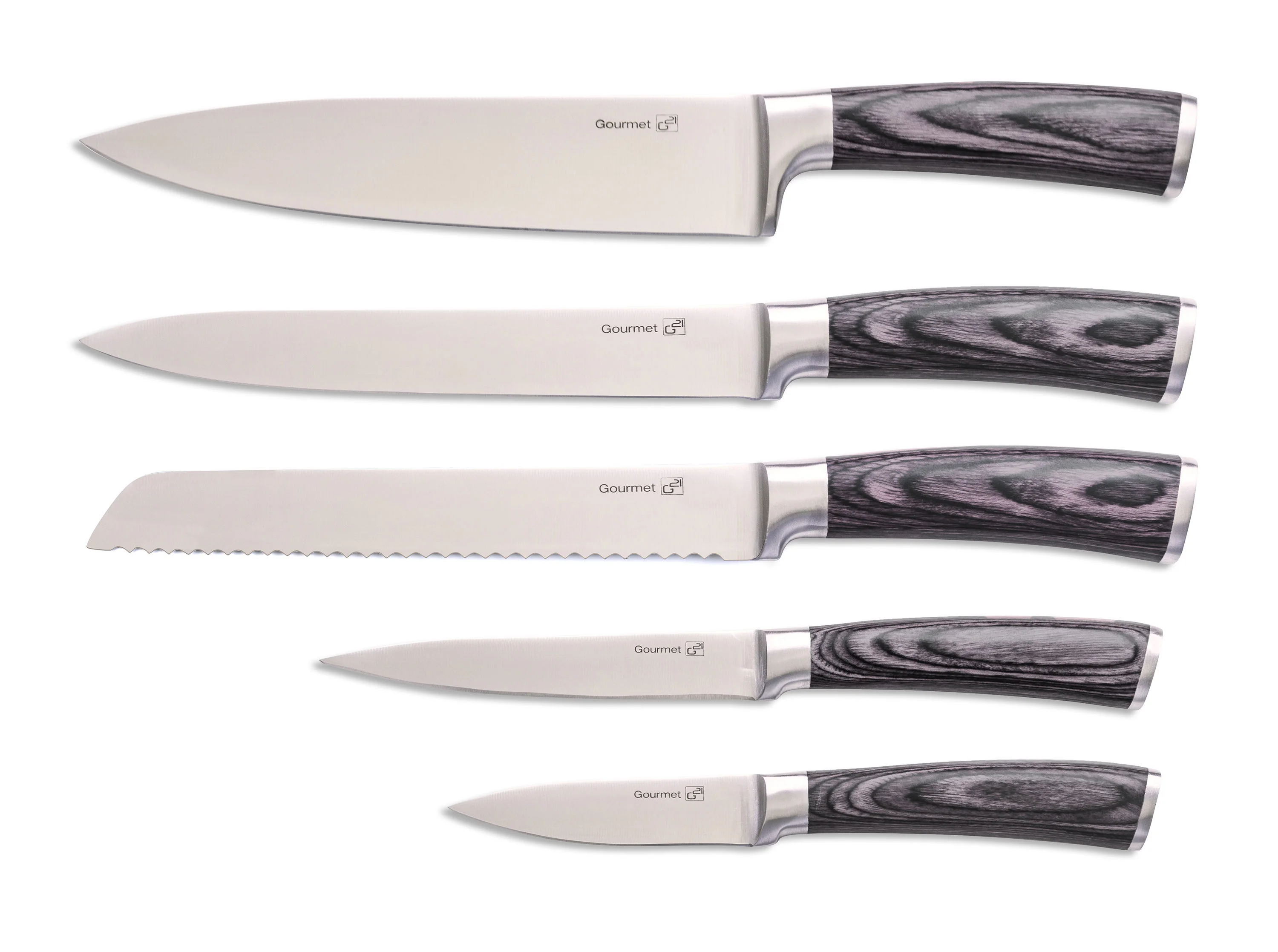 G21 Sada nožů Gourmet Stone 5 ks + bambusový blok