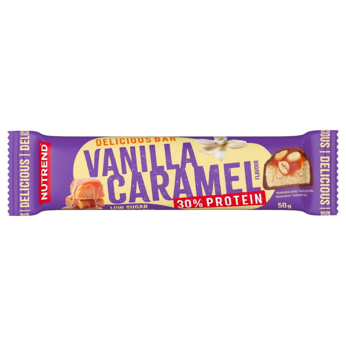 Nutrend DELICIOUS BAR vanilka + karamel tyčinka 50 g
