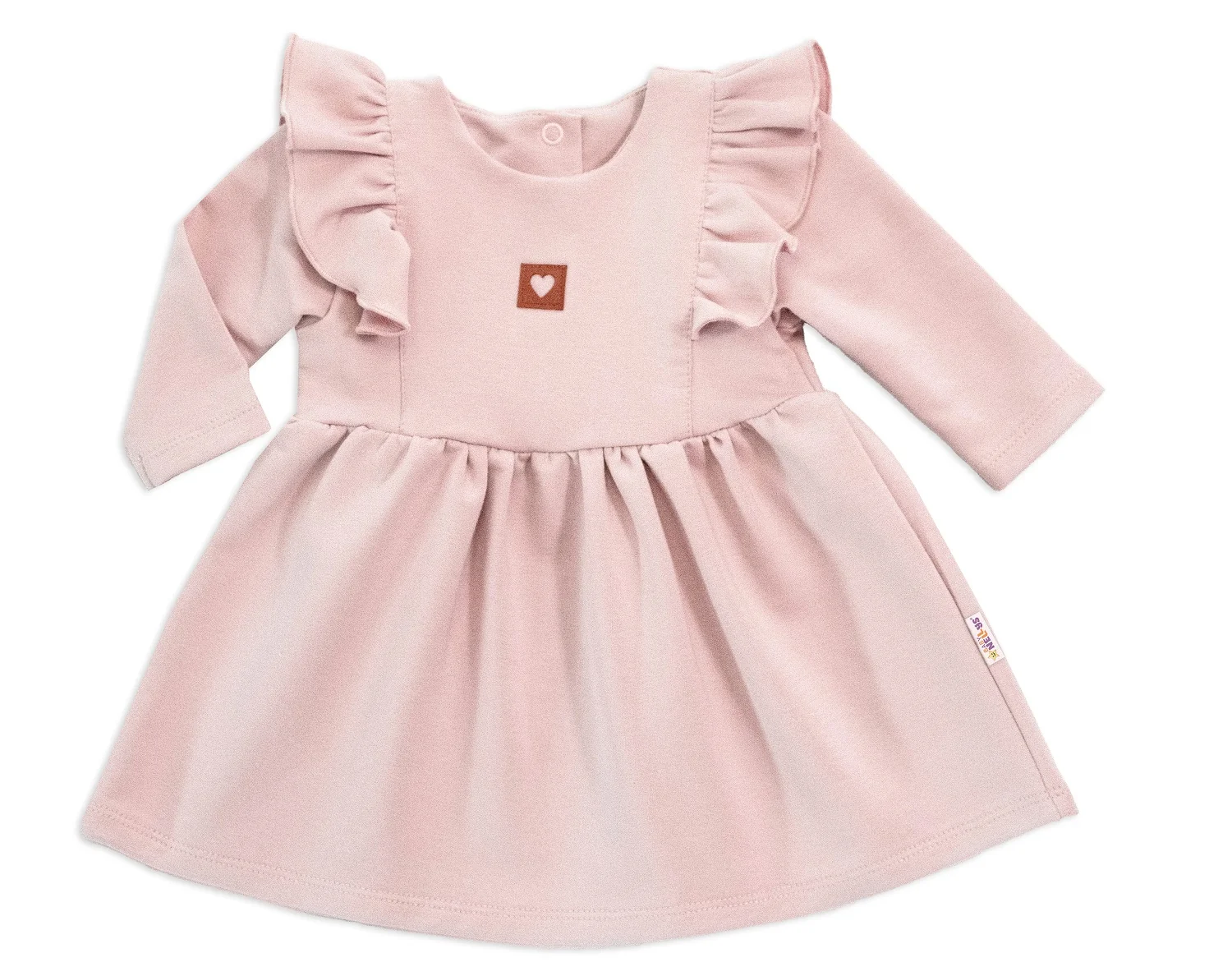 Baby Nellys Dětské teplákové šaty, tunika Vintage Love - starorůžové. vel. 86