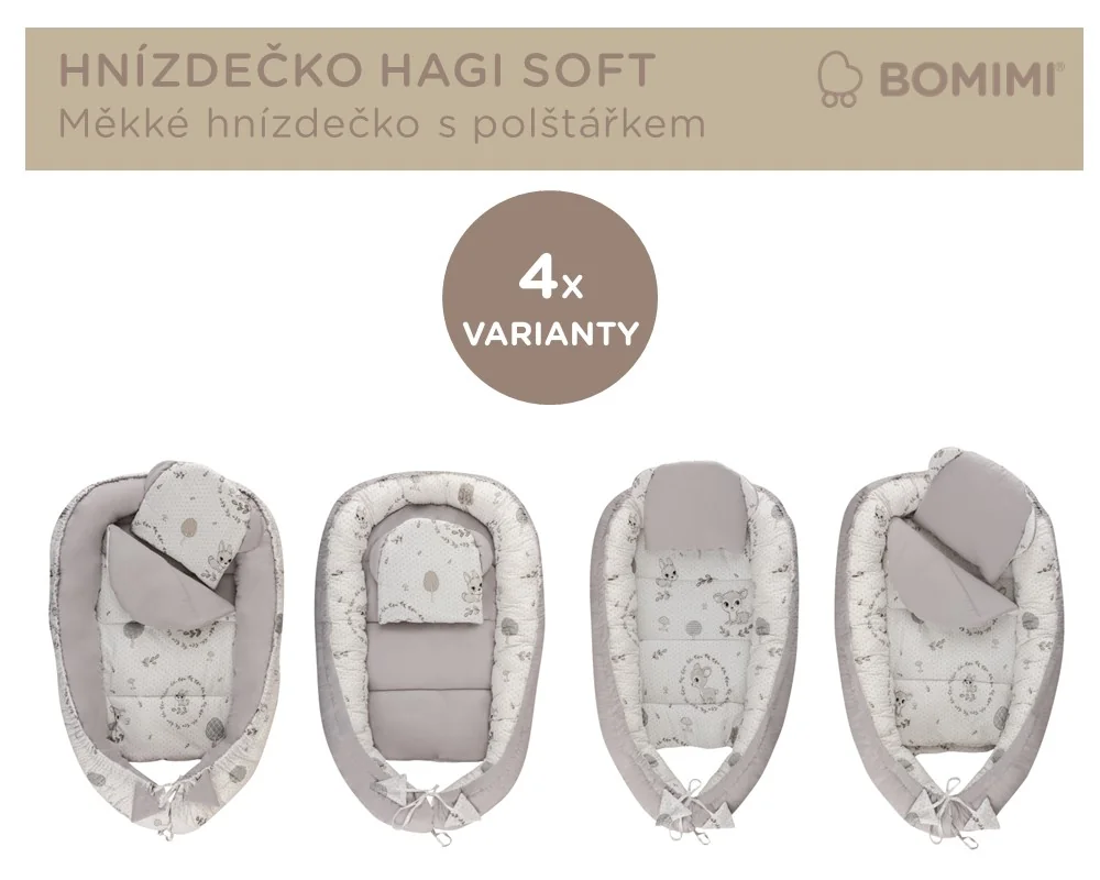 Bomimi HAGI Hnízdečko s polštářkem soft, KOLOUŠEK šedá
