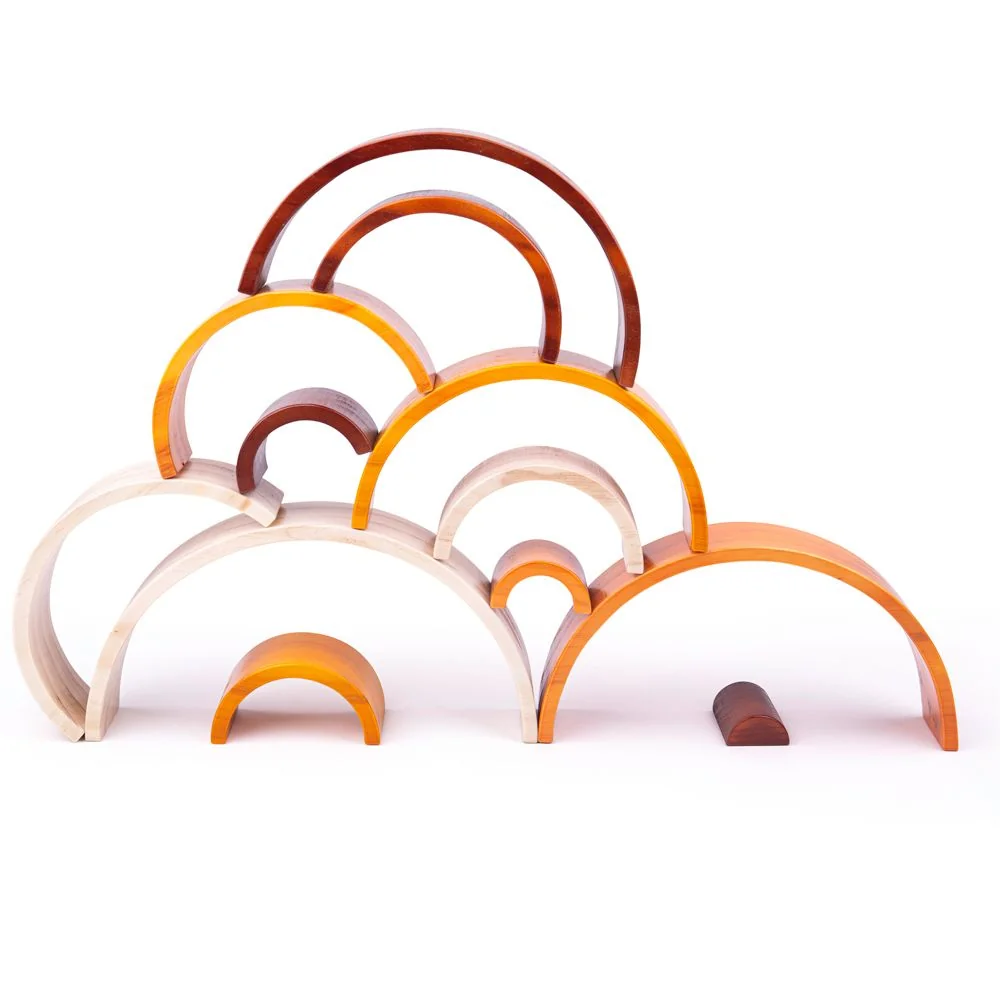Bigjigs Toys Dřevěná skládací duha přírodní velká
