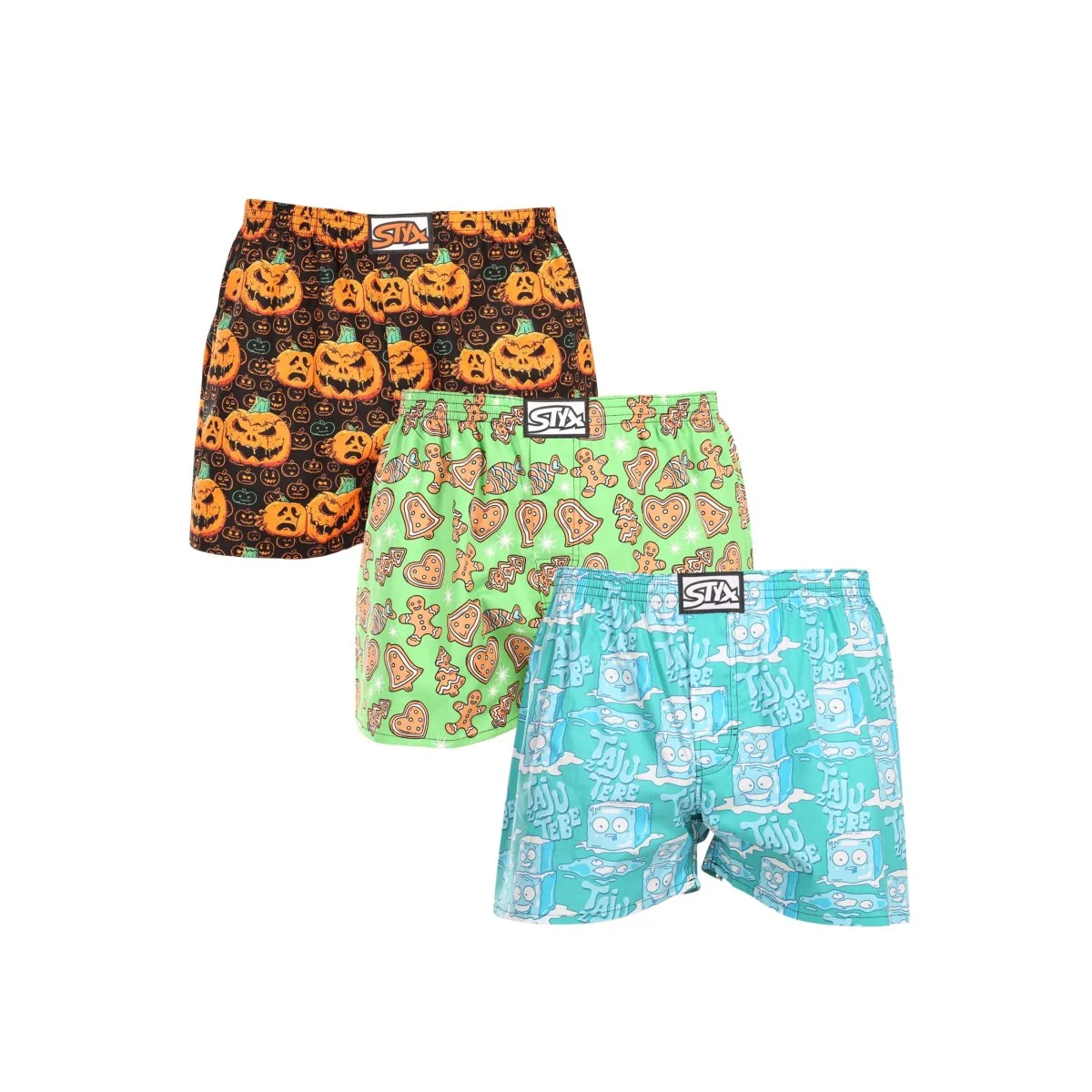 Styx 3PACK pánské trenky art klasická guma vícebarevné (3A16735) M 