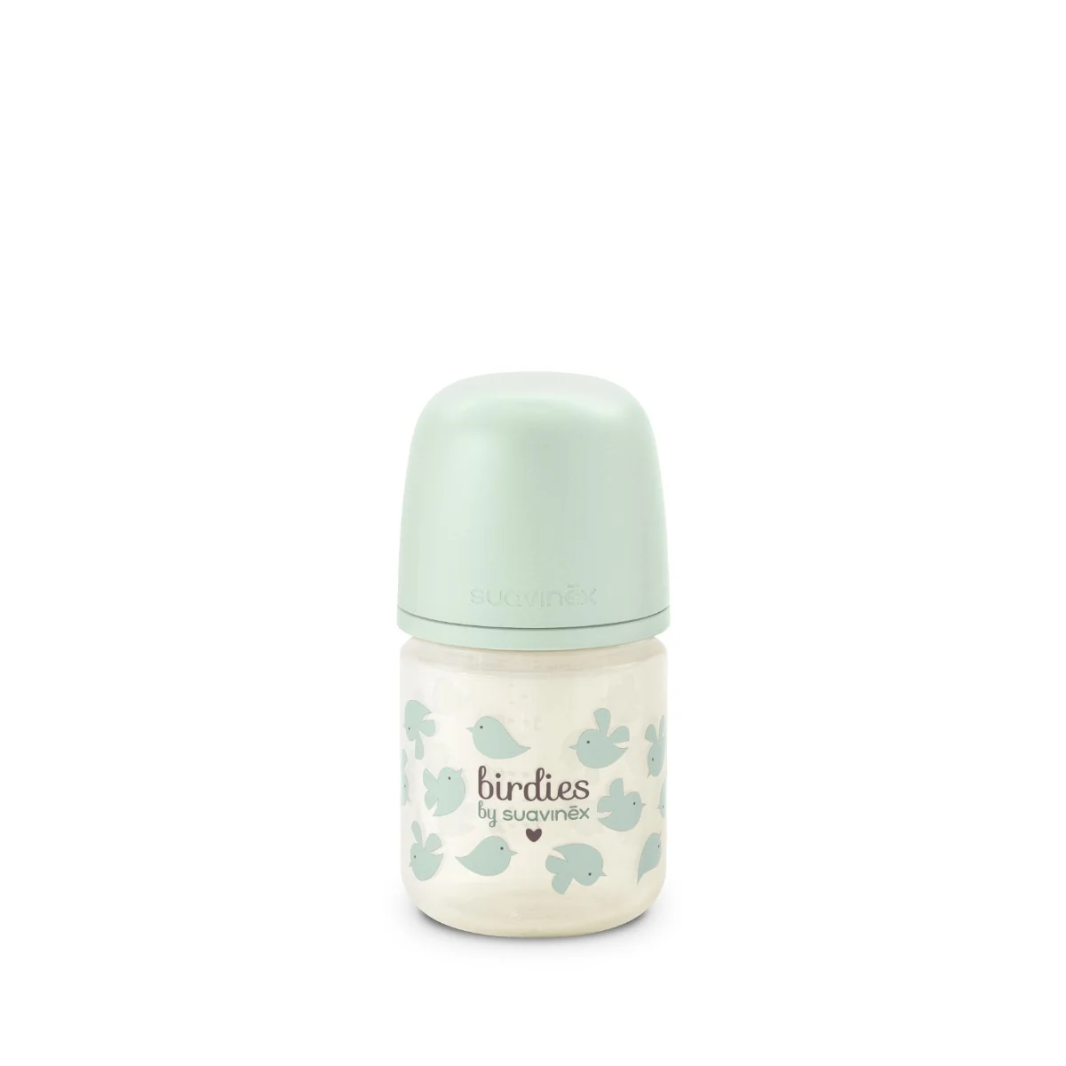 Suavinex Láhev skleněná fyziologická BIRDIES 120 ml 1 ks zelená