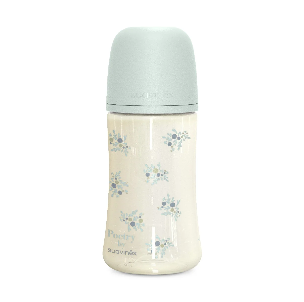 Suavinex Poetry Kojenecká láhev fyziologický průtok M 3m+ 270 ml 1 ks modrá