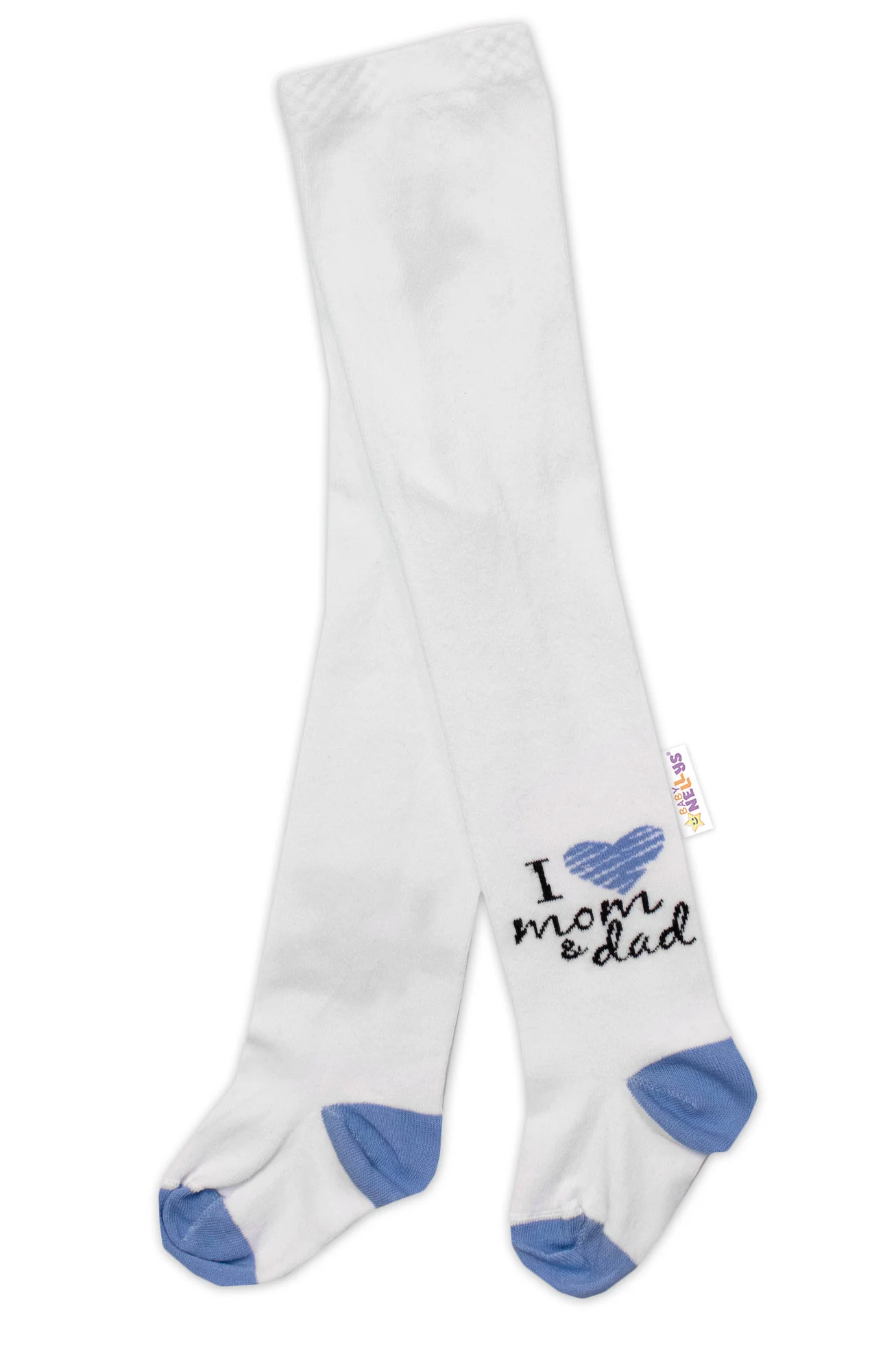 Baby Nellys Bavlněné punčocháče I love mom & dad - modré vel. 80/86