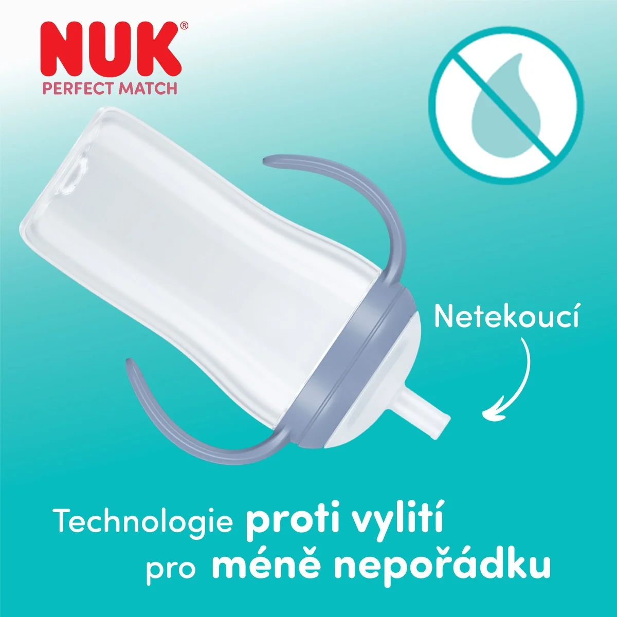 NUK Perfect Match Láhev na učení s brčkem 8m+ 260 ml 1 ks pengu