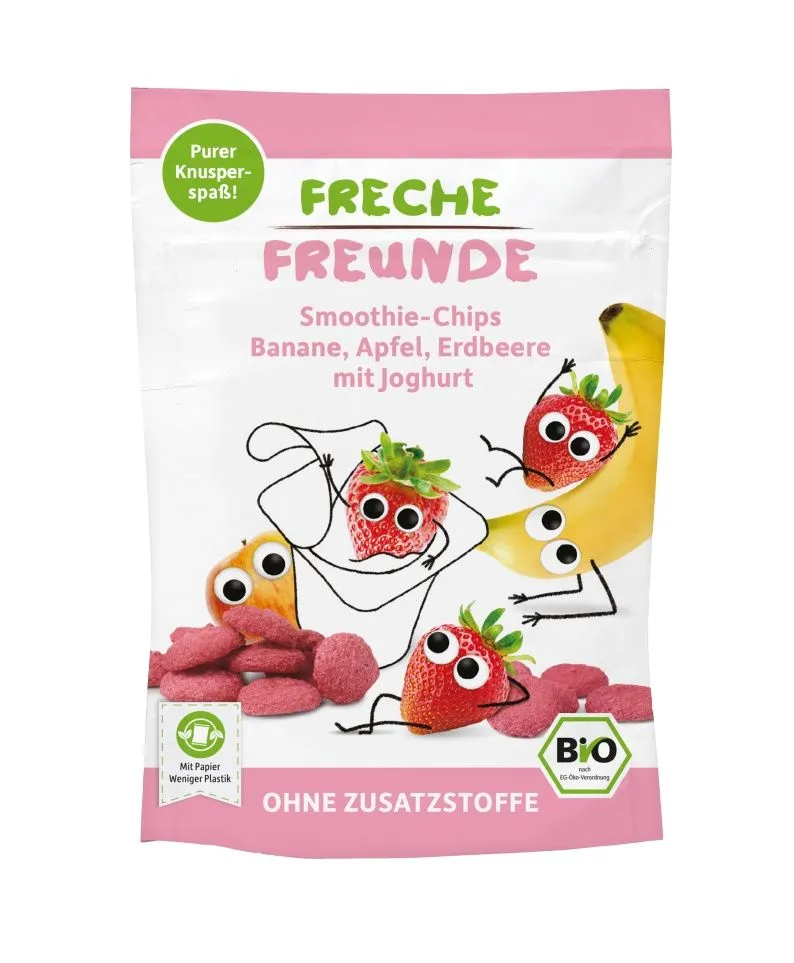 Freche Freunde BIO Ovocné chipsy s jogurtem Banán, jablko a jahoda 16 g