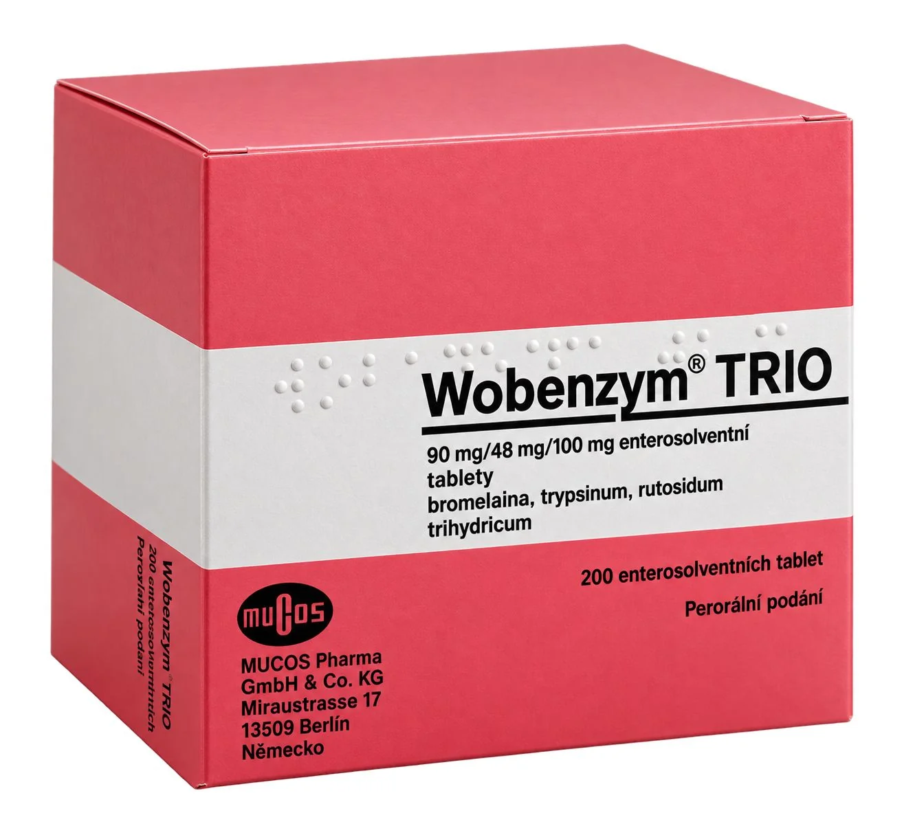 Wobenzym Trio 90 mg/48 mg/100 mg 200 enterosolventních tablet