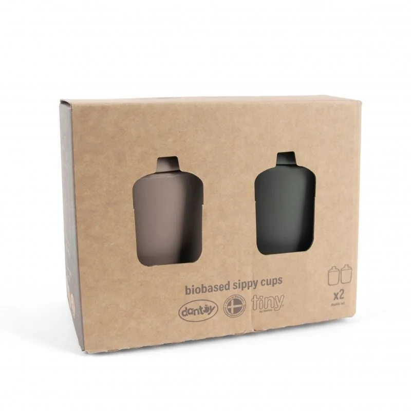 DANTOY Tiny Bio hrníčky s víčkem Olive/Mocca 2ks 0m+