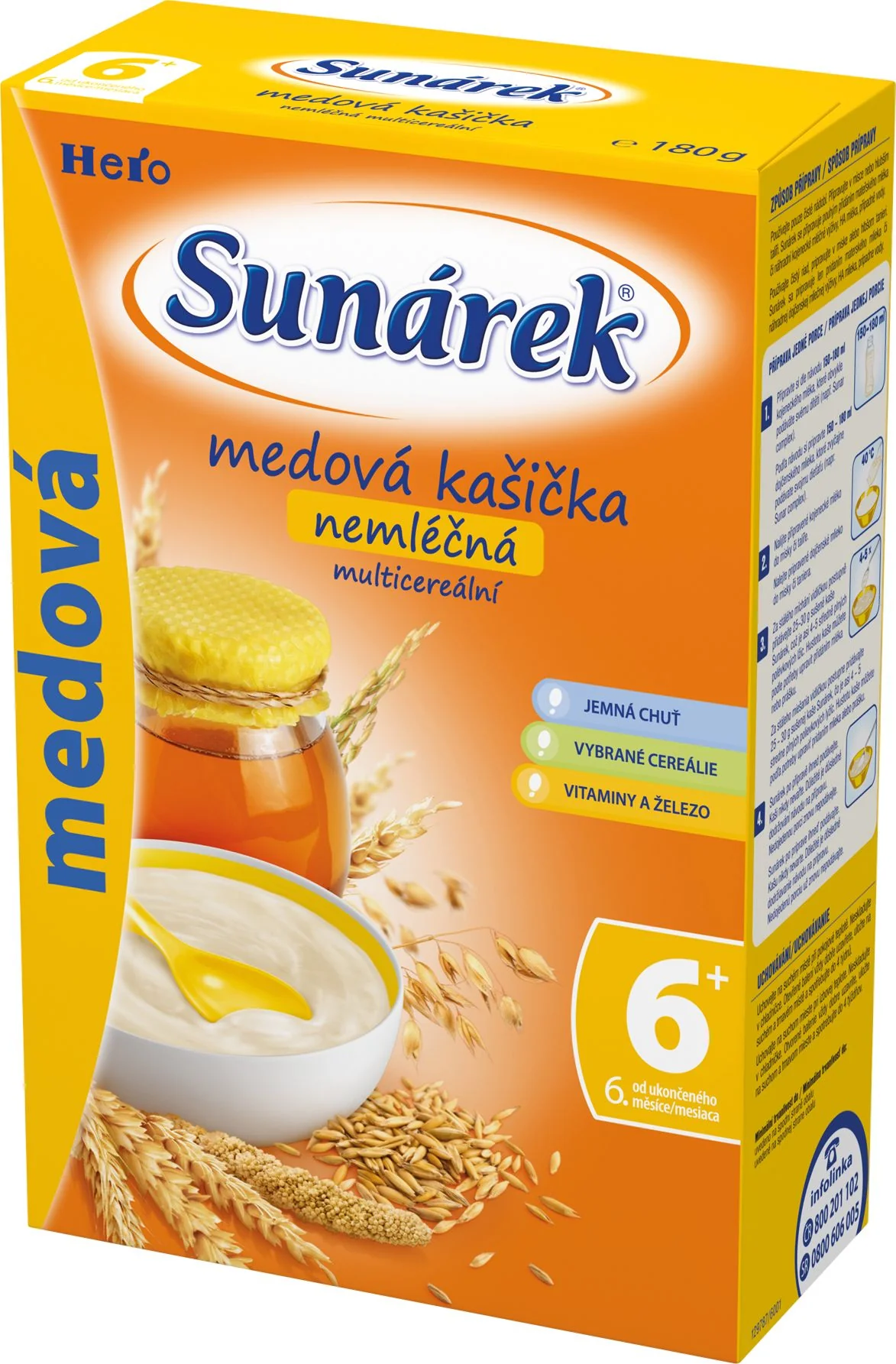 Sunárek medová kašička nemléčná s 8cereáliemi 180g
