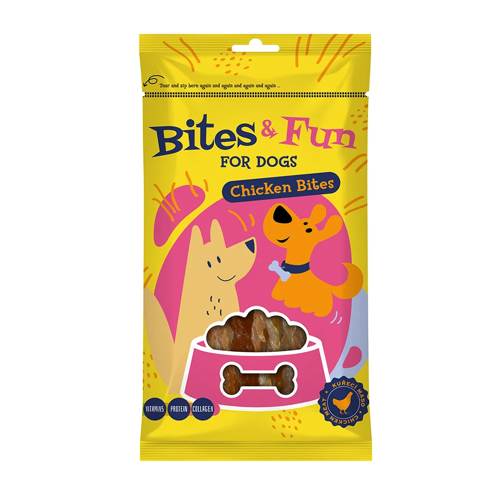 Akinu BITES & FUN Kuřecí kousky pamlsek pro psy 10 x 85 g