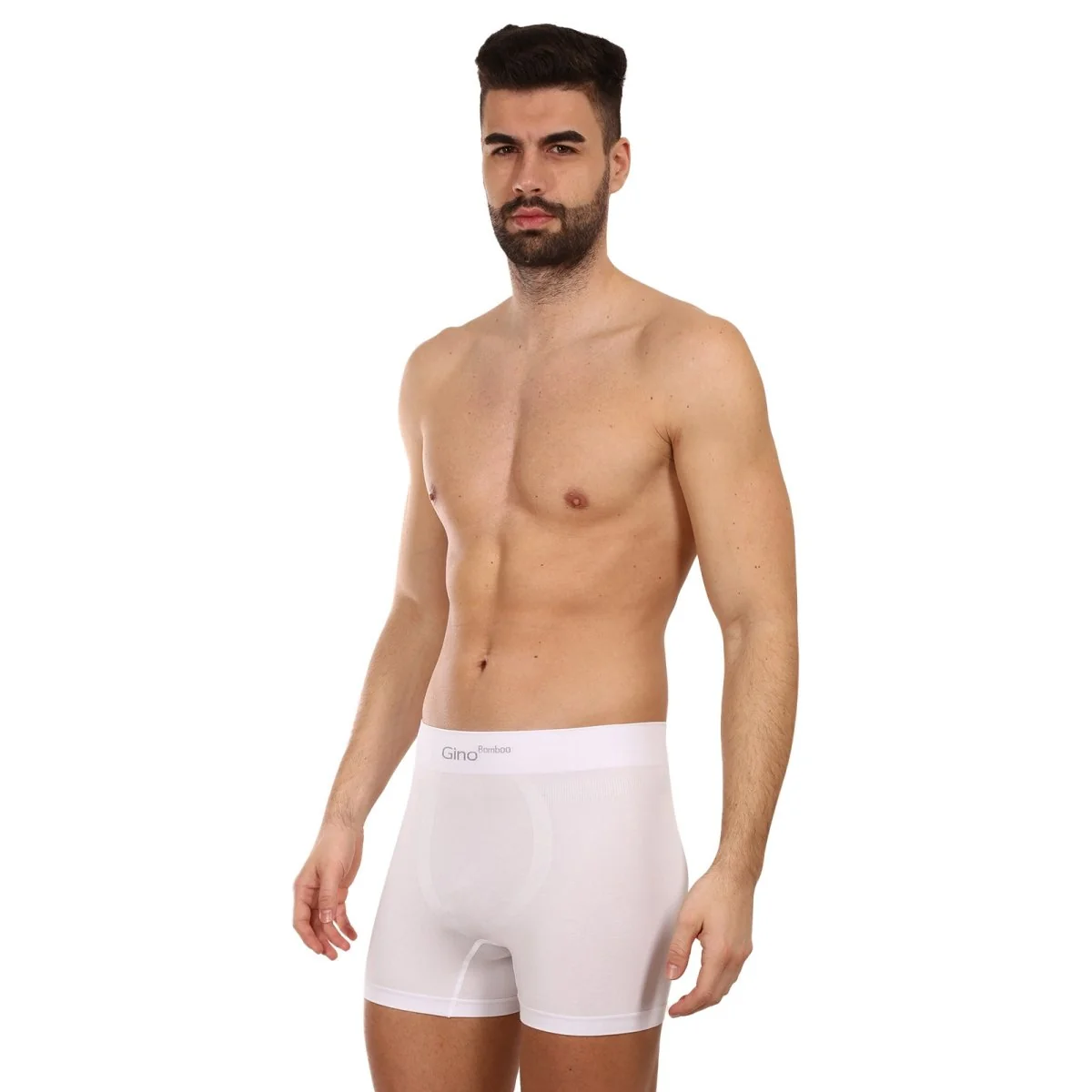 Gino Pánské boxerky bezešvé bambusové bílé (54004) M