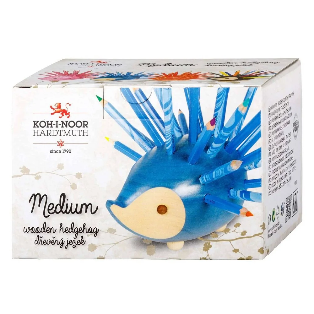 KOH-I-NOOR 9960M - dřevěný ježek s pastelkami modrý, malý - 24 ks
