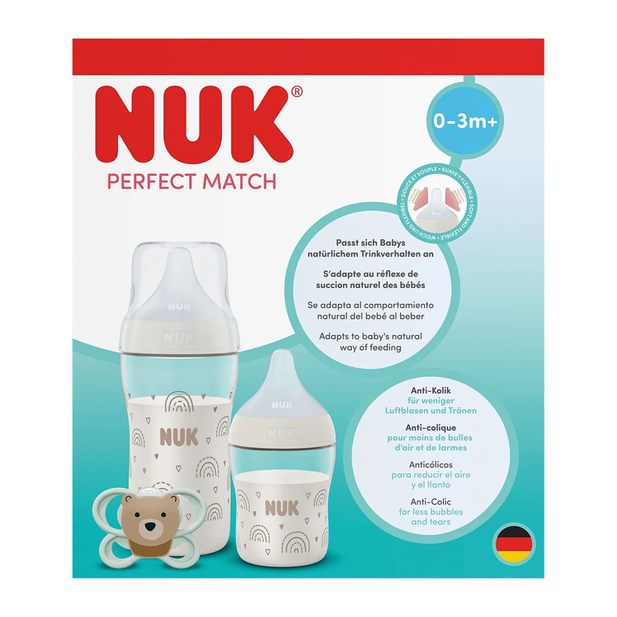 NUK Perfect Match Dárkový set 0–3m+ 3 ks rainbow