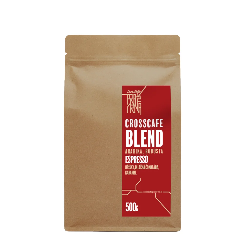 CrossCafe Pražírna Blend 70% Arabica 30% Robusta zrnková káva 500 g