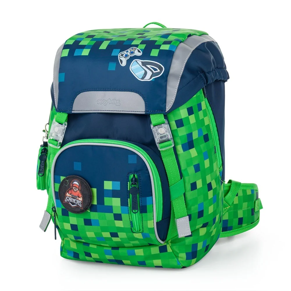 Oxybag OXY SKY - školní set Gamer 4 ks: batoh, penál, sáček, placky batoh, penál, sáček