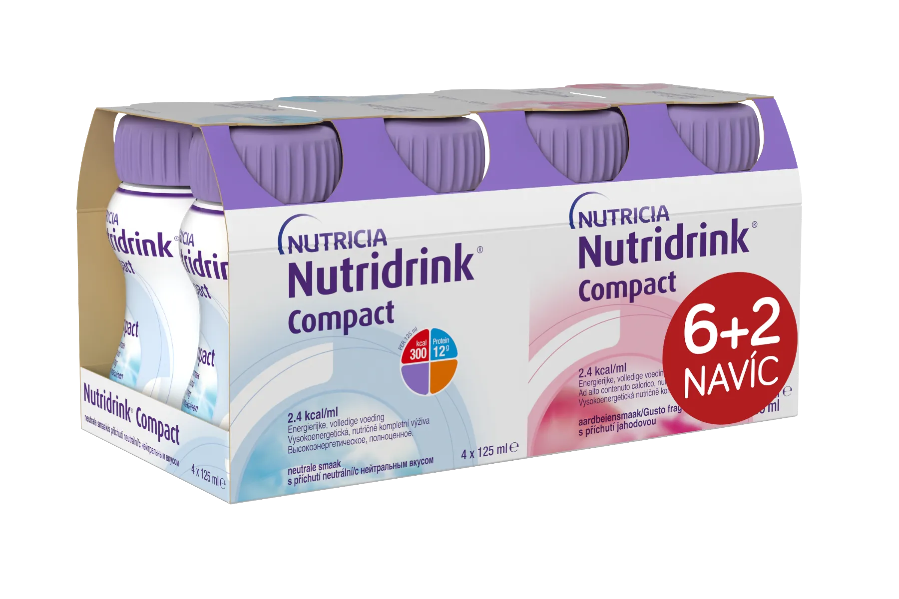 Nutridrink Compact 6+2 s příchutí neutral-jahoda 8x125 ml