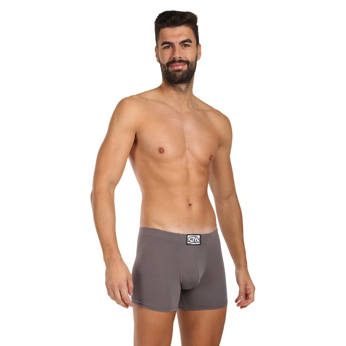 Styx Pánské boxerky long klasická guma tmavě šedé (F1063) M
