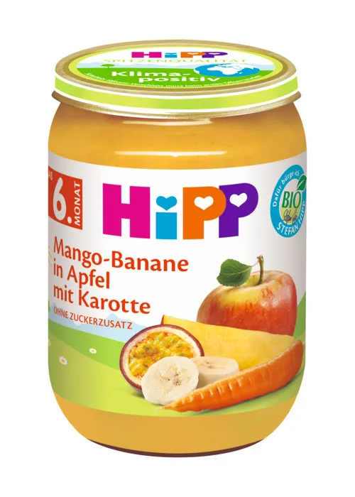 Hipp OVOCE BIO Jablko s banánem, mangem a mrkví 190 g