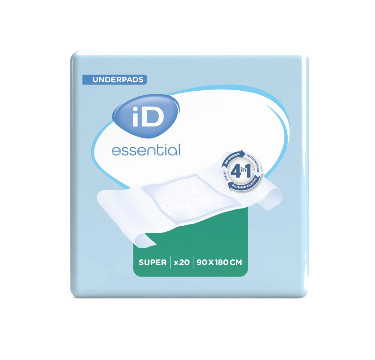 iD Essential Underpads Super 90 x 180 cm absorpční podložky 20 ks