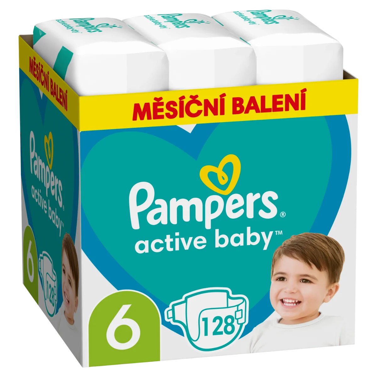Pampers Active Baby vel. 6 Monthly Pack 13-18 kg dětské pleny 128 ks
