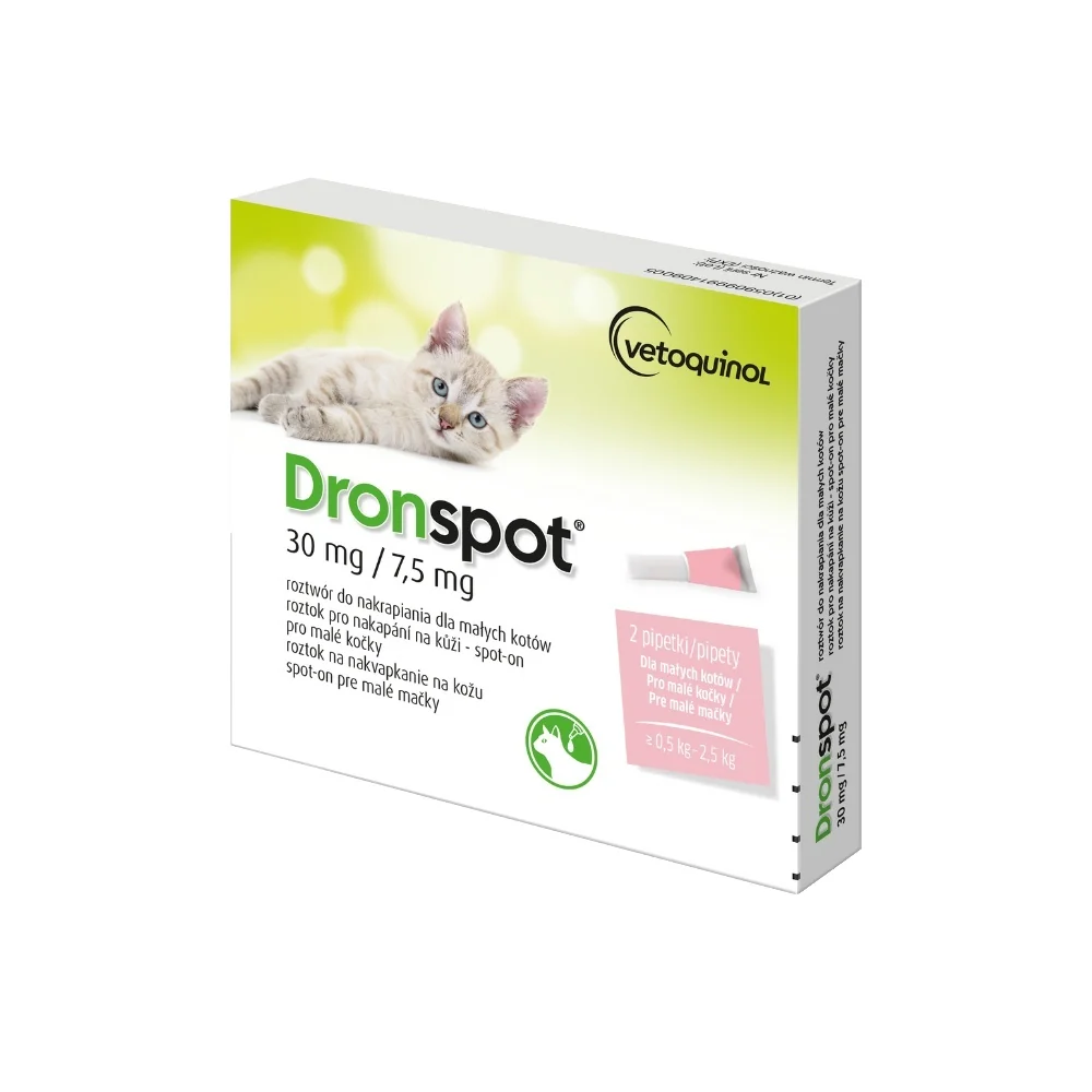 Dronspot 30 mg/7,5 mg pro malé kočky spot-on 2x0,35 ml 