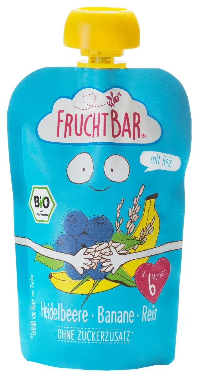FruchtBar BIO Ovocná kapsička s banánem, borůvkou a rýží 100 g