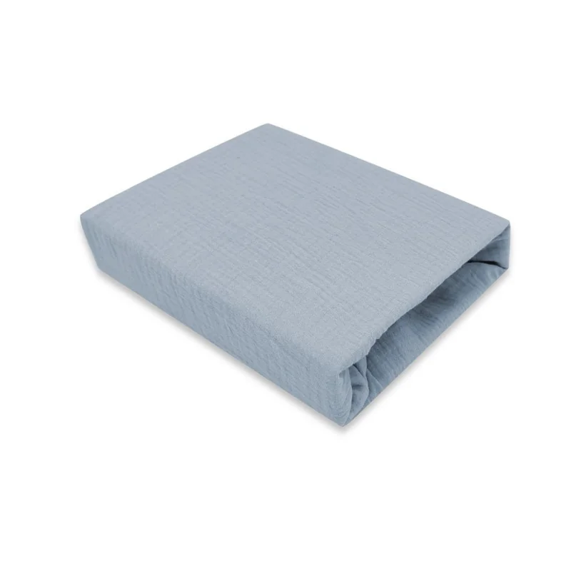 Baby Nellys Mušelínové prostěradlo do postýlky 60 x 120 NATURE double - jeans