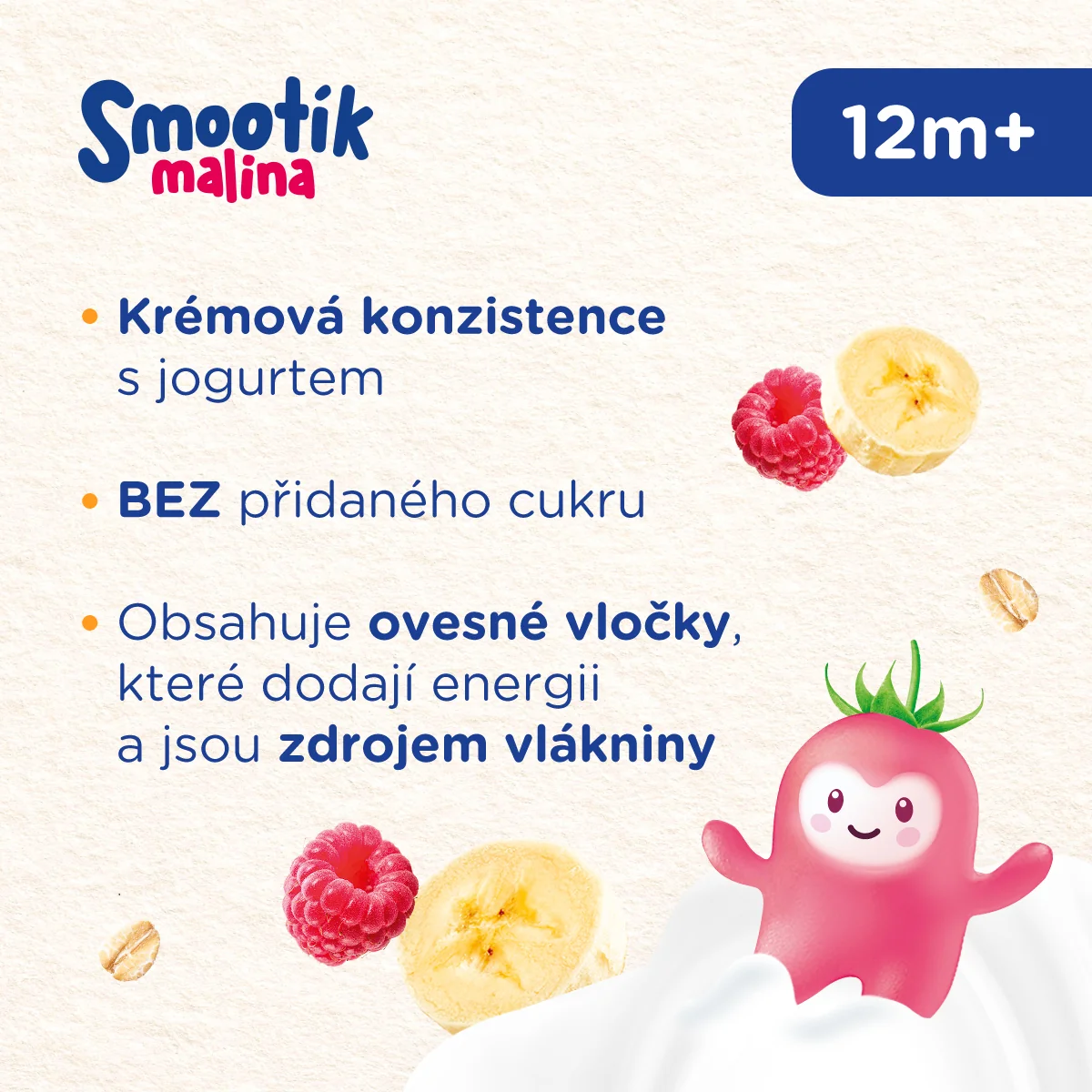 Sunar Smootík Malina, jogurt, ovesné vločky kapsička 120 g