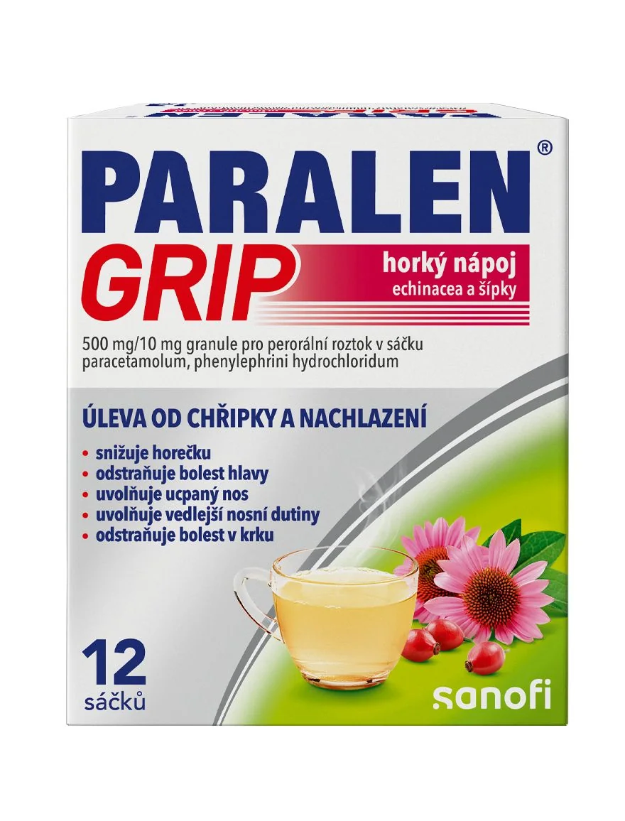 Paralen Grip Horký nápoj echinacea a šípky 12 sáčků