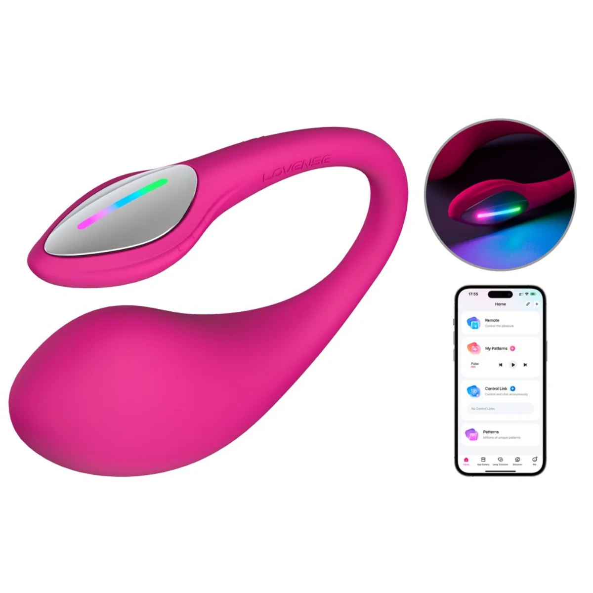 Lovense Lush 4 - Powerful App-controlled Wearable G-spot Egg Vibrator - Pink