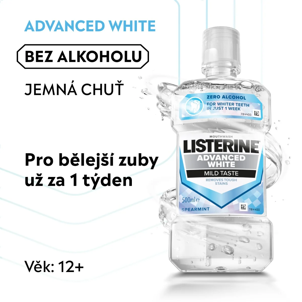 Listerine Advanced White Mild Taste ústní voda 500 ml