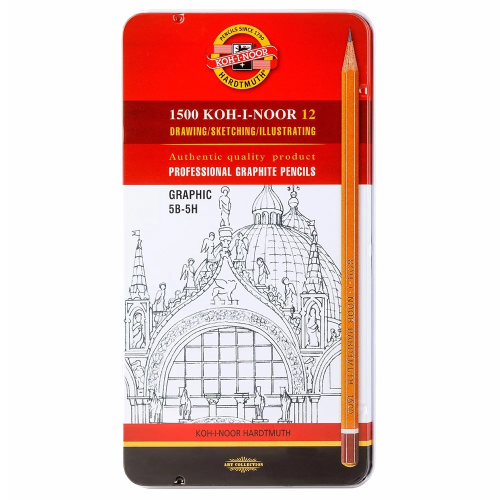 KOH-I-NOOR 1502/12 - souprava grafitových tužek GRAPHIC, 5B-5H - 12 ks